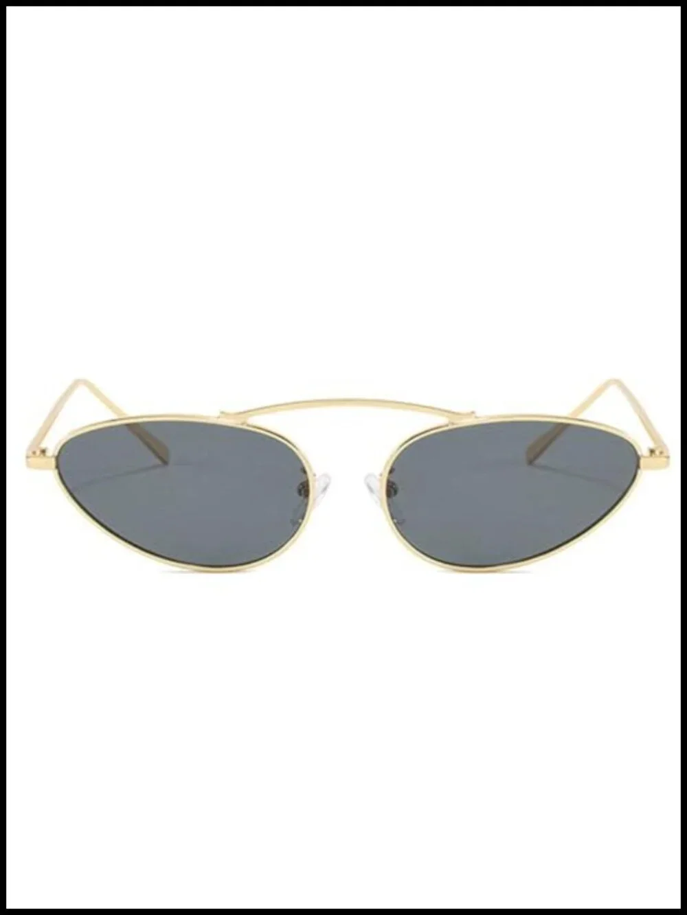 Vintage Small Oval Cat Eye Sunglasses with UV400 Protection Metal Frame